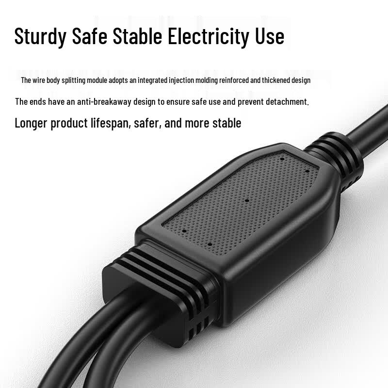 G.C.X Industrial 10A Angled 3-Pin To Dual C13 Power Splitter Cable