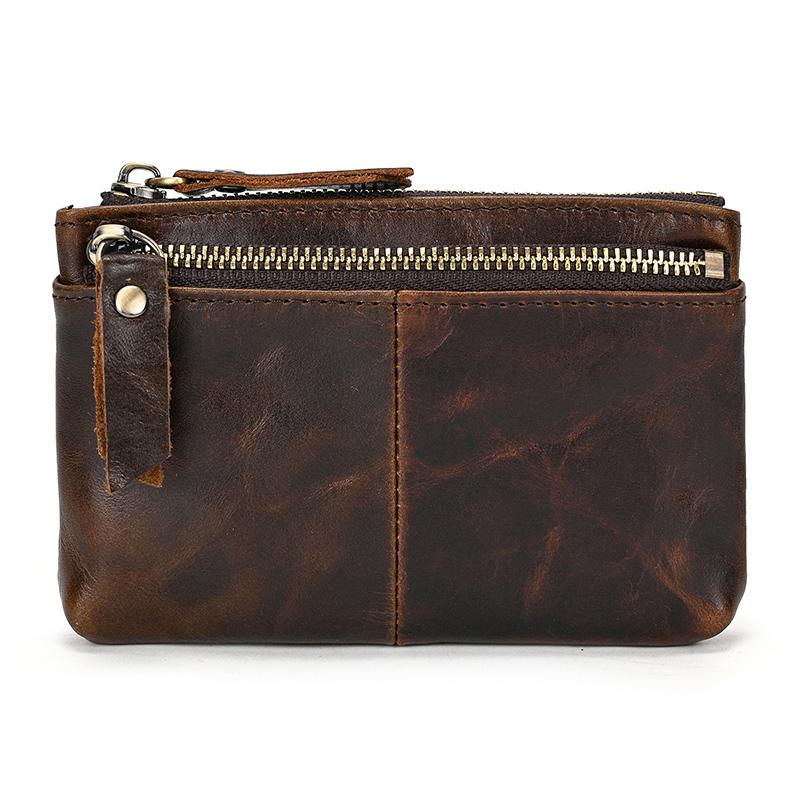 Good Quality Small Wallet Purse For Euro Coin Genuine Leather Coin Wallet For Women Men Zipper Mini Card Wallet With Key Ring