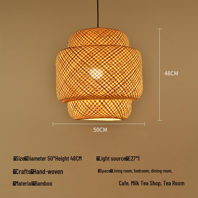 Zen Bamboo Pendant Lamp: Rattan Woven Japanese Tea Room Light