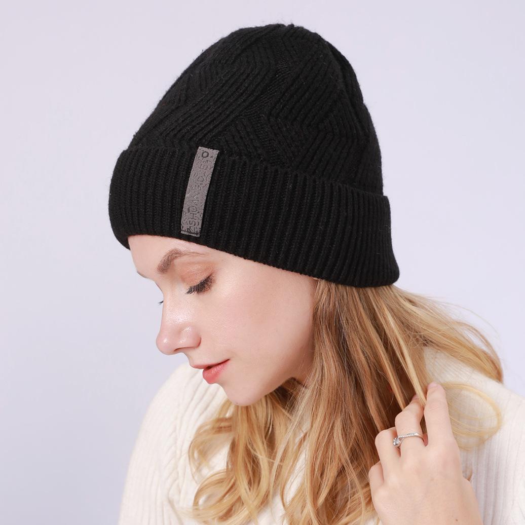 

Новые осенне-зимние мужские и женские вязаные шапки кашемировые с отворотом флисовые утолщенные с тканевой этикеткой вязаные шерстяные шапки-пуловеры One Size