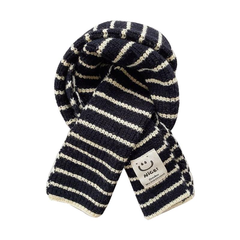 Children Neck Scarves with Stripe Pattern Warm Knitted Neckerchief Versatile for Children Fashionable Winter Accessories