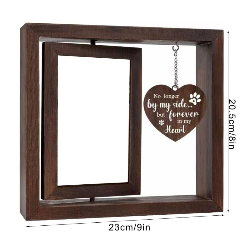Pet Memorial Picture Frame for 4x6'' Photo Dog Loss Sympathy Gift with Rotating Photo Frame Home Table Decors