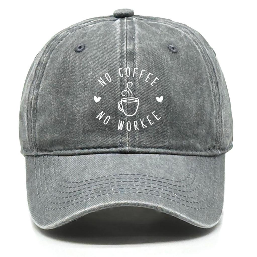 NO COFFEE NO WORKEE" Print Adjustable Baseball Cap, Trucker Hat Lightweight Non-Stretch Fabric Sun Protective Leisure Snapback Sun Hat