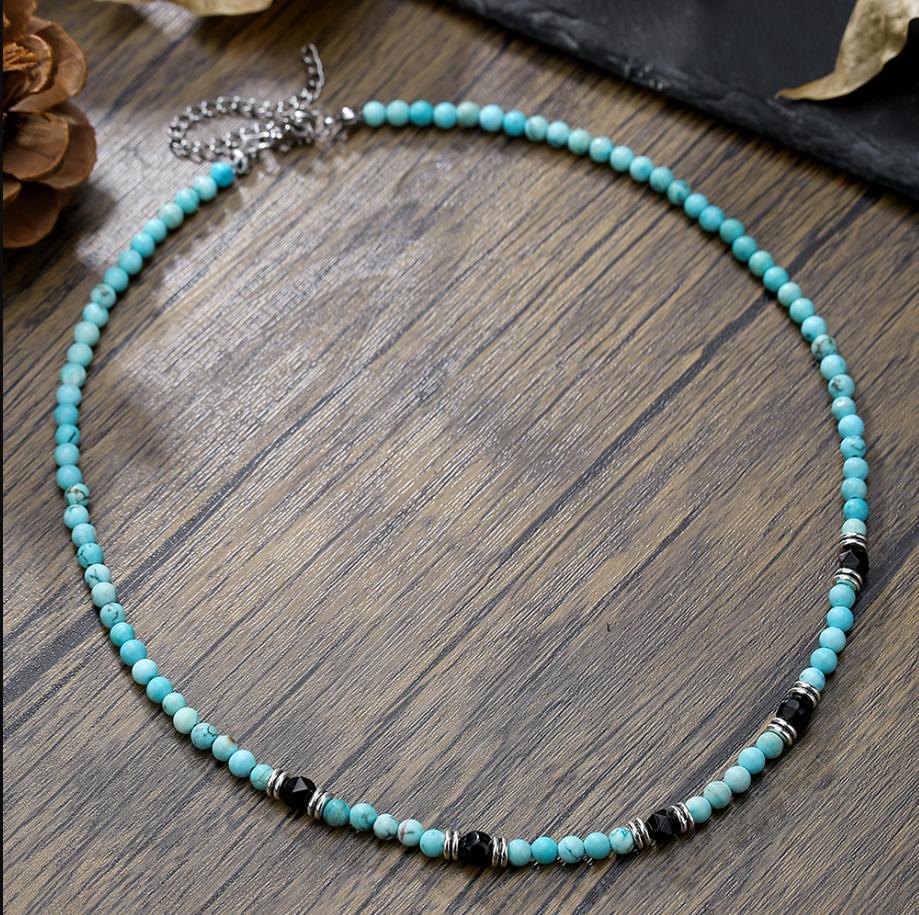 Multiple Styles Available Necklace for Women Natural Turquoise Beaded Jewelry Niche Sense Double Teardrop Pendant Turquoise Beautiful Elegant Necklace