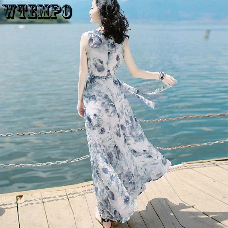 WTEMPO Summer Women's Dresses Temperament Waist-skimming Long Skirt Fashion Slim Shredded Skirt