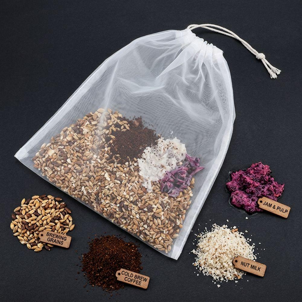 2 pcs Food Grade Fine Mesh Filter Bag 100 Mesh Brewing Filter Pouch Home Brew Strainer Bag Bars