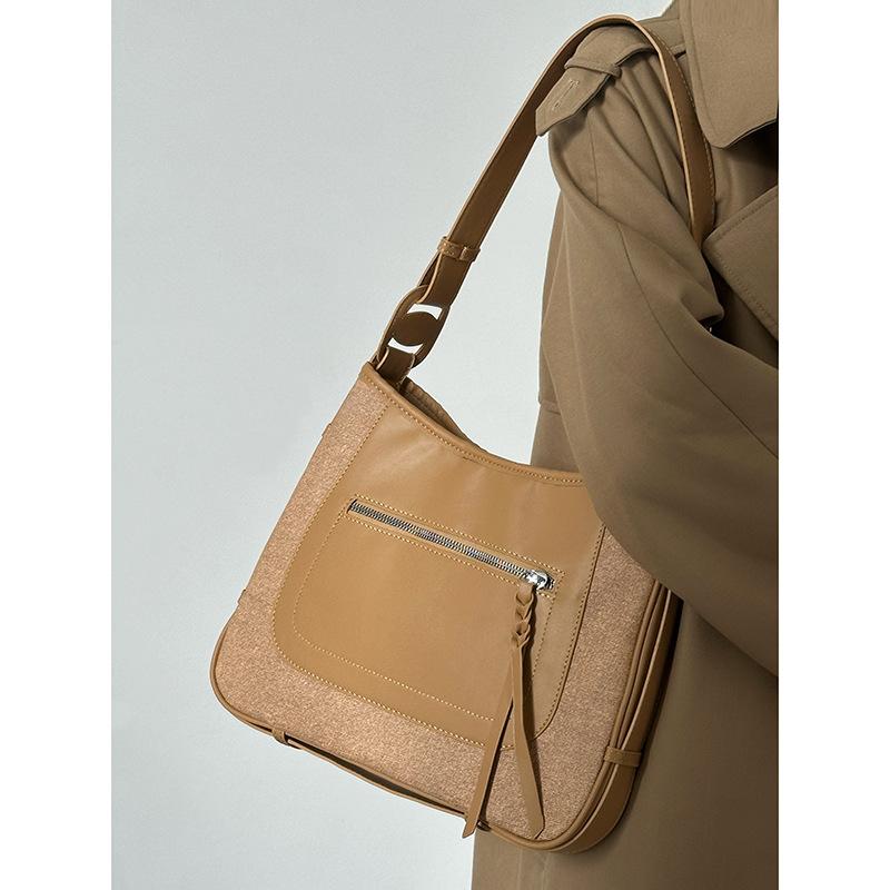 

Новая ретро мода контрастный цвет сумка нишевая сумка для通勤 для женщин универсальная повседневная на плечо сумка-мессенджер сумочка светло-коричневого