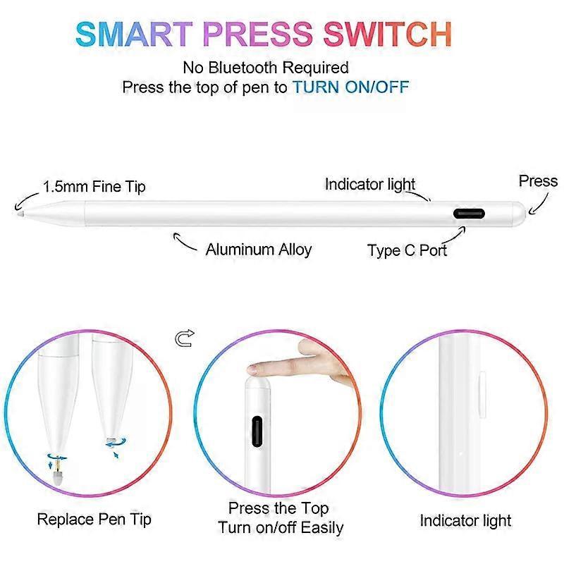 For Apple IPad Pro Stylus Pen Active Capacitive Touch Screen Pencil For IPad 11/12 /7/8 /3/4 Generation IPad Mini 5th Generation