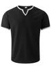 Mens Waffle Solid Color V Neck Short Sleeve Loose Casual T Shirt Mens Tops