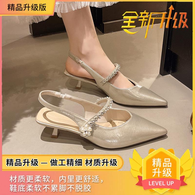 High heels stiletto medium heel bag head sandals women's 2025 new summer fairy style with skirt Mary Jane single shoes