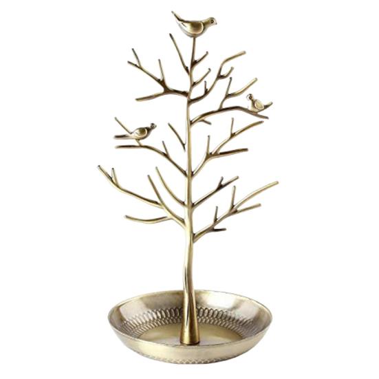 Vintage Bird Tree Jewelry Holder Trinkets Keys Earring Necklace Ring Bracelet Jewelry Accessories Display Organizer Stand Metal Storage Rack