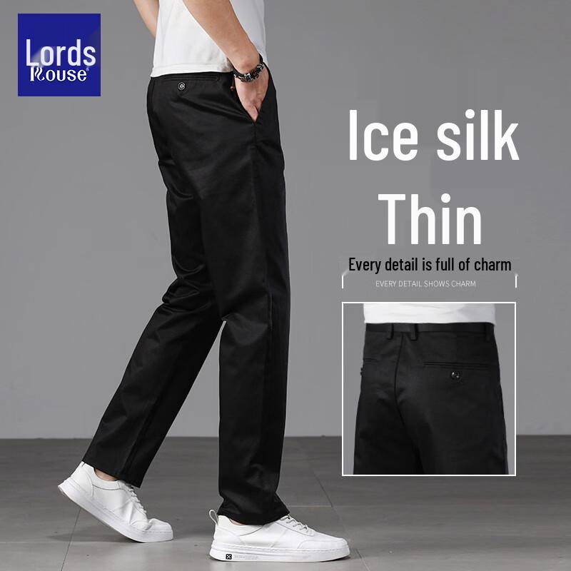 Luozi Men s Summer Thin Business Casual Straight-Leg Pants 38