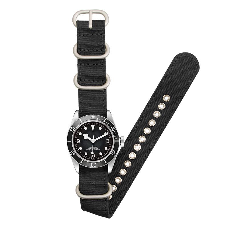 Vintage vojenský zelený nylonový řemínek k hodinkám, 18/20/22/24mm