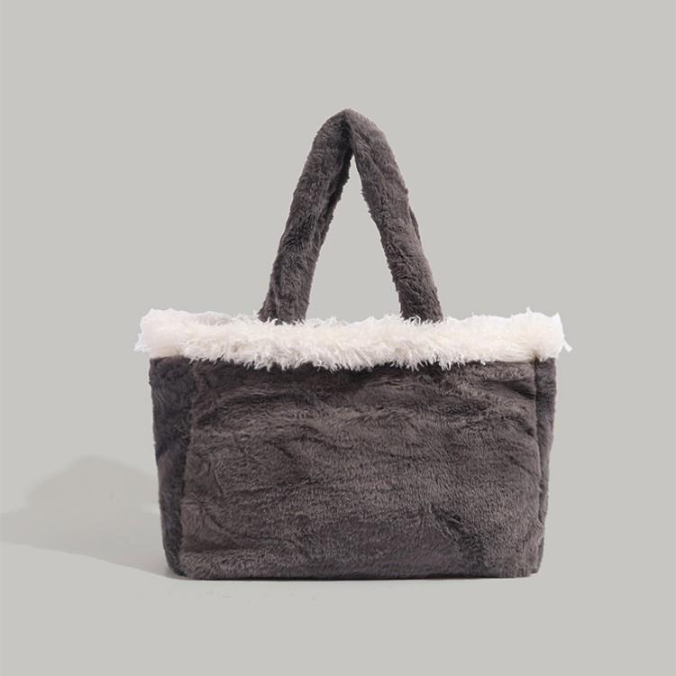 2024 New Women's Bag Fluffy Tote Bag Large Capacity Mommy Bag Fashion Handbag Commuter Shoulder Bag Trendy