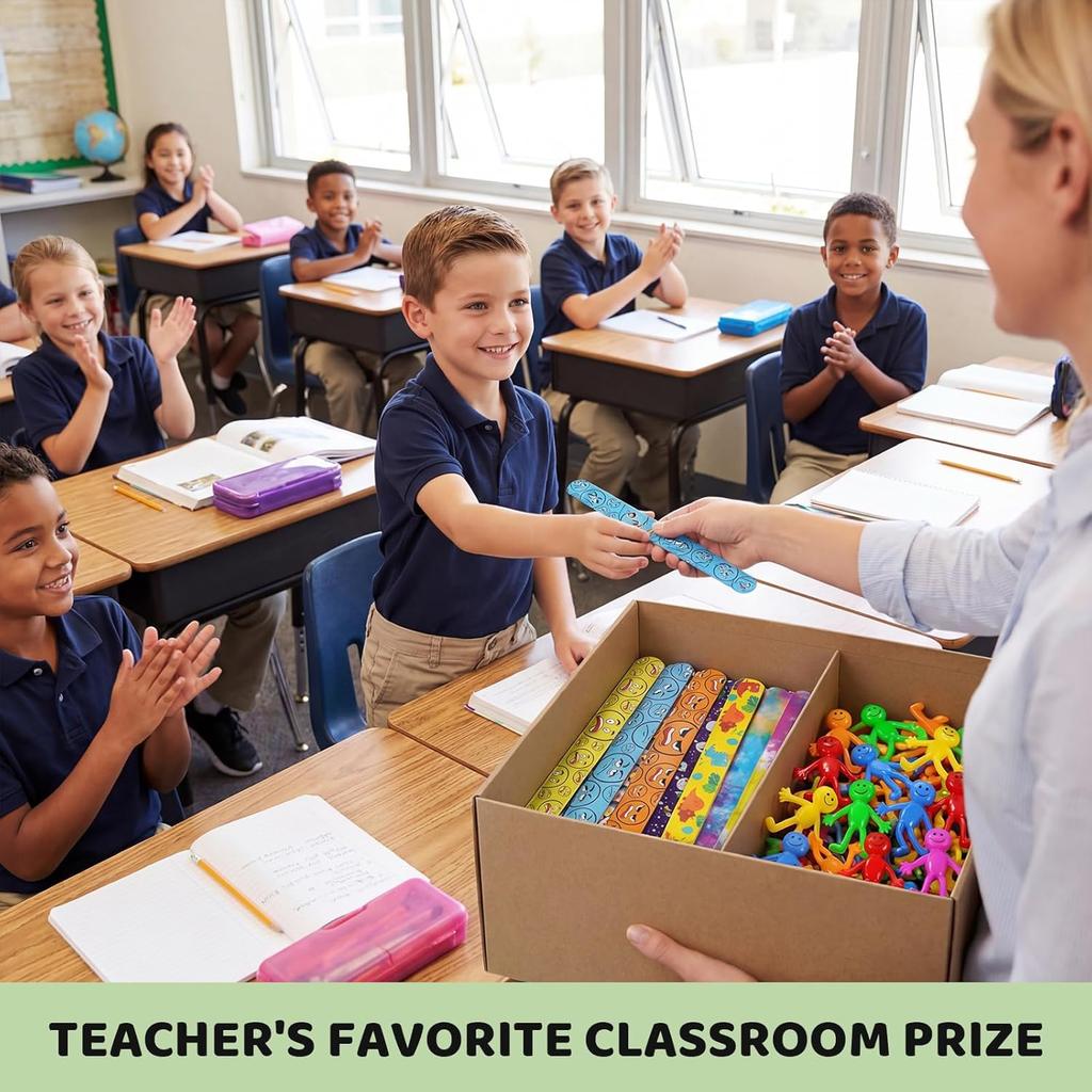 POPLAY 48PCS Slap Bracelets for Kids, Snap Bracelets Bulk Tie Dye Bracelet End of School Year Party Favors Classroom Prizes Kindergarten Graduation