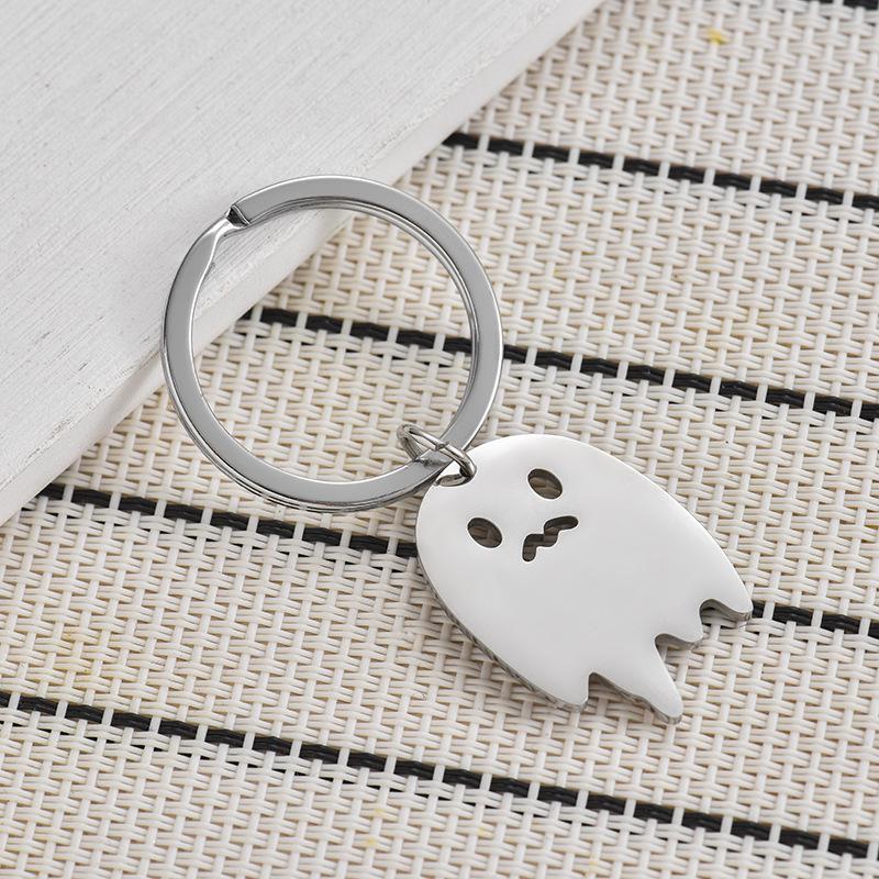 Cute Ghost Stainless Steel Keychain Creative Cartoon Design Stylish Bag Pendant Practical Lightweight Daily Key Accessory