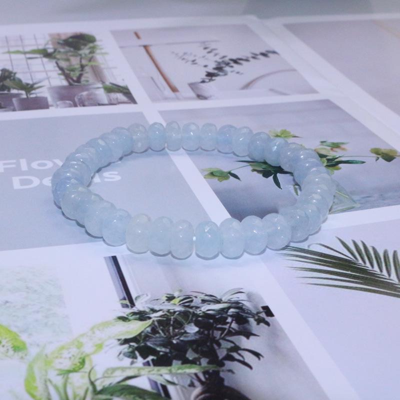 

Браслет из голубого жадеита 8 мм из натурального камня для пары - светло-голубой для мужчин и женщин