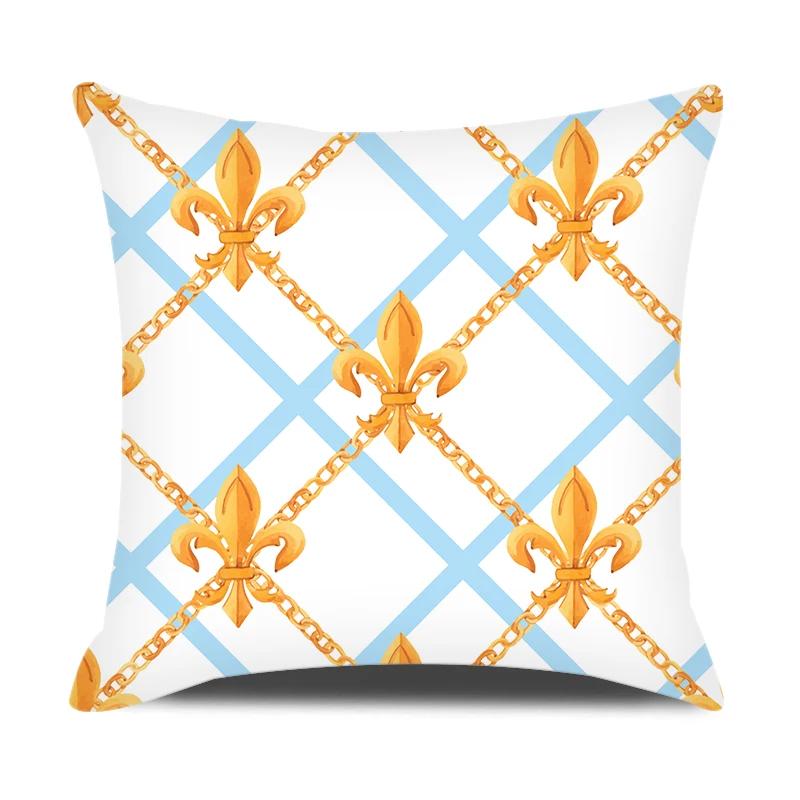 European Style Home Decorative Cushion Cover 18X18 Inches Geometric Printed Throw Pillowcase Baroque Decor Pillow Cover For Sofa