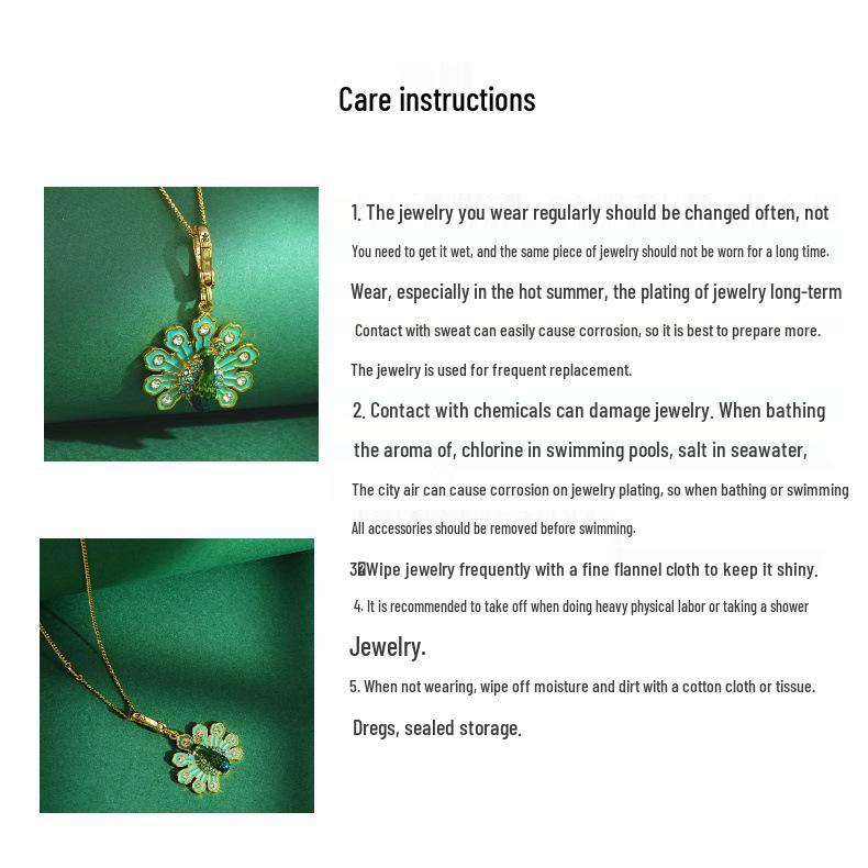 Ethnic Style Peacock Pendant Necklace with Enamel and Diamond-Inlaid Feathers