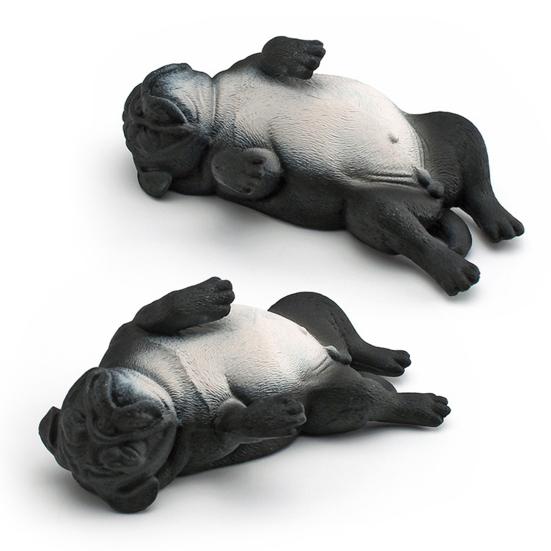 Simulated Dog Model PVC Sleeping Pooping Pug Shiba Figurine Statue Sculpture Home Office Desktop Decoration Ornament Kids Educational Animal Toy