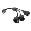 Power Cable Splitter 3 Outlet Adapter Extension Cord for Home Kitchen Office Maximum 16A 1.5mm² Black EU Plug