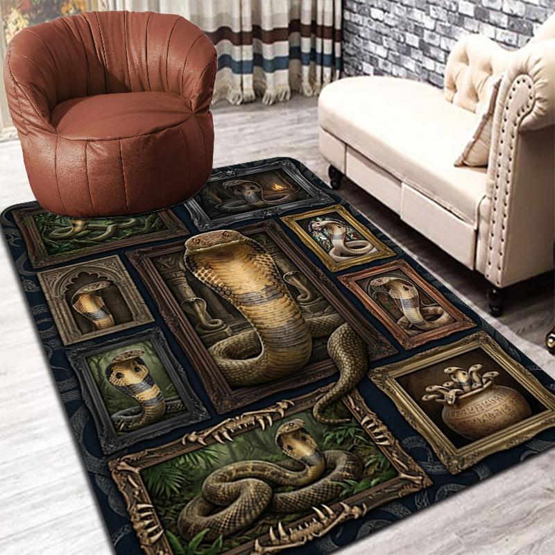 Snakes Ornate Frames Pattern Rug Floor Mat for Living Room or Bedroom Soft and Comfortable Carpet a Gift for Birthday and Holiday.