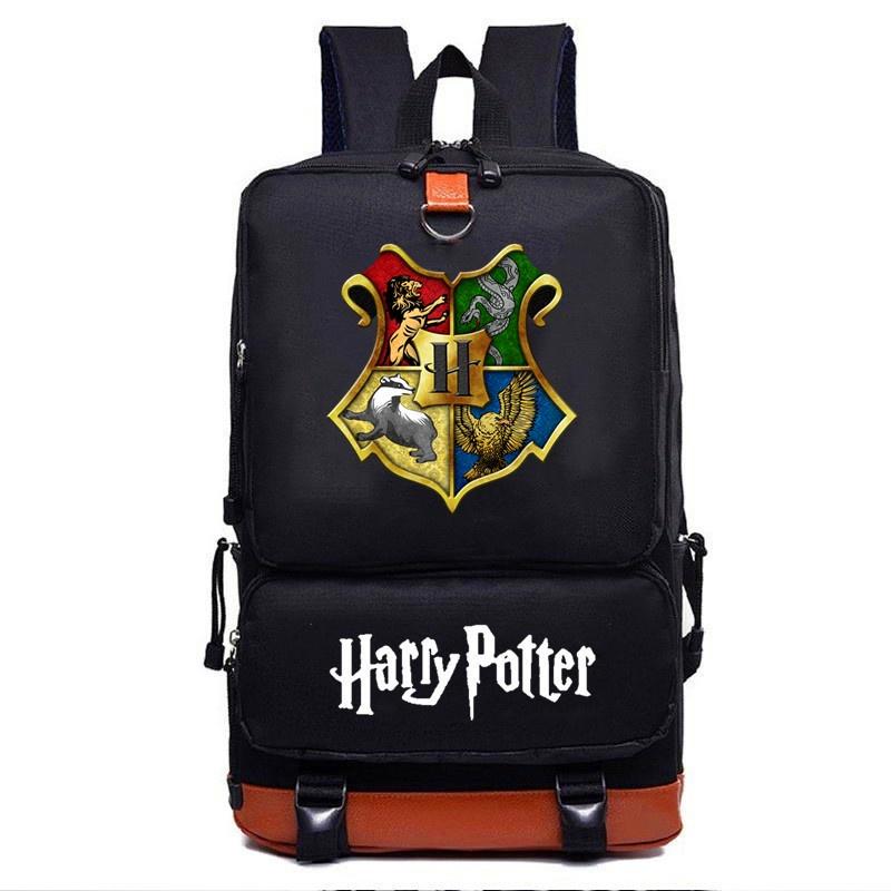 Stylish Harry Potter Print Canvas Backpack With Hidden Zipper Pockets