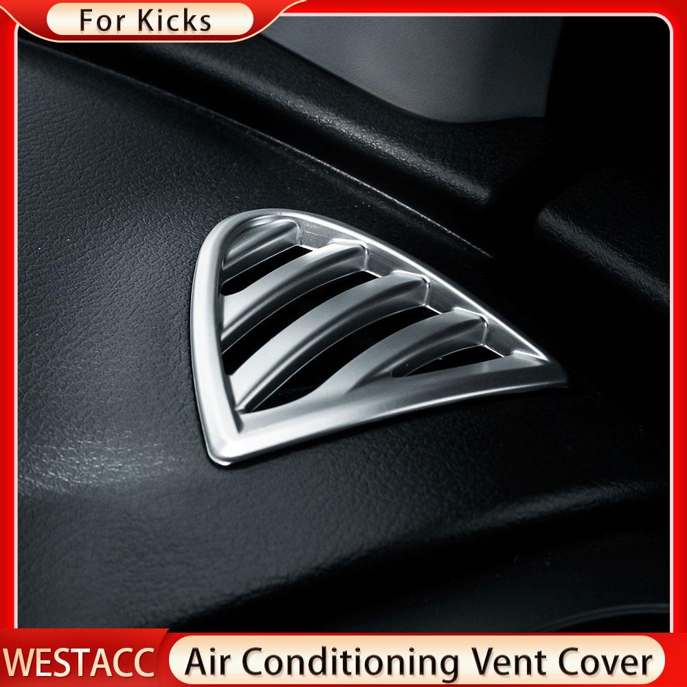2 Stücke Chrom Auto Klimaanlage AC Outlet Vent Abdeckung Aufkleber für Nissan Kicks 2017 2018 2022 2023