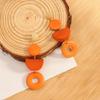 Geometric wooden earrings retro round color blocked earrings hollowed out wooden earrings wood art color blocked design