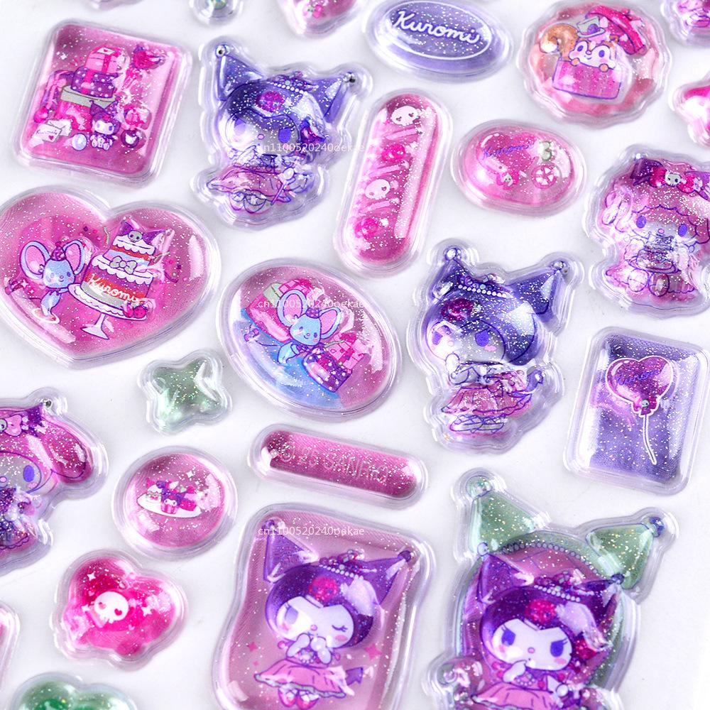 2026 Hellokitty Kuromi Melody Stickers Anime 3D Jelly Sticker Toys DIY Crystal Decorative Stickers Decorative Sticker Kids Toy