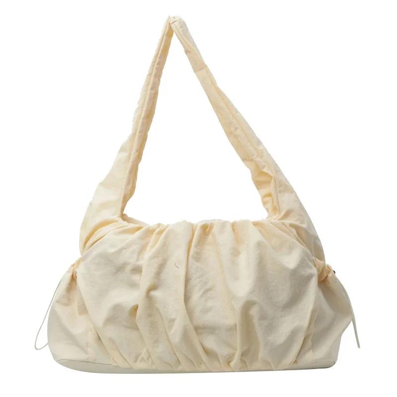 Casual  Shoulder Bag for Women with Zipper Soft Interior Compartment Monochromatic Stitching Line High Quality