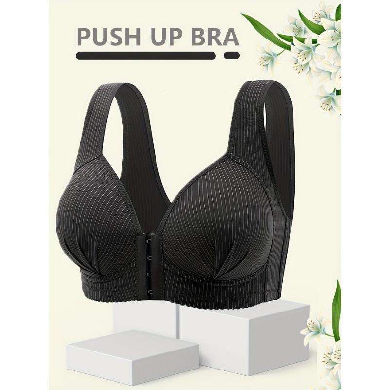 Women's Elegant Style Bra, Nursing Stretchy Bra With Front Closure, Comfort Support Underwear