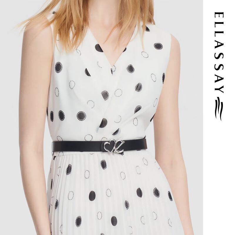ELLASSAY Women's Summer Polka Dot V-neck Sleeveless Midi Dress