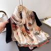 Fashion Rhyme Printing Flower Cutting Spring And Summer Silk Scarf Large Long Scarf High Sense Travel Shawl Sun Protection Women'S Scarf Headscarf