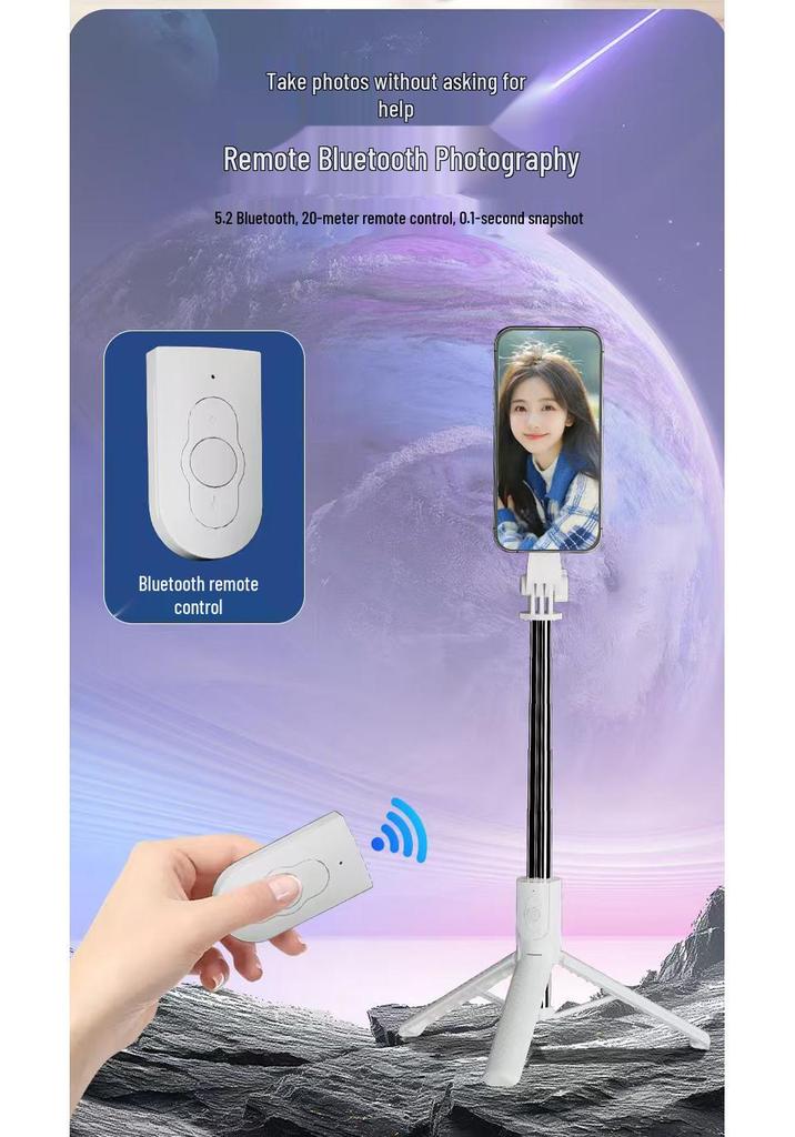 New Portable Magnetic Selfie Stick with 360° Rotating Phone Holder & Extendable Tripod
