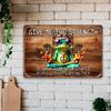 Bohemian Style Aluminum Wall Sign, Inspirational Hippie Frog Zen Meditation Art, Humorous Vintage Metal Plaque