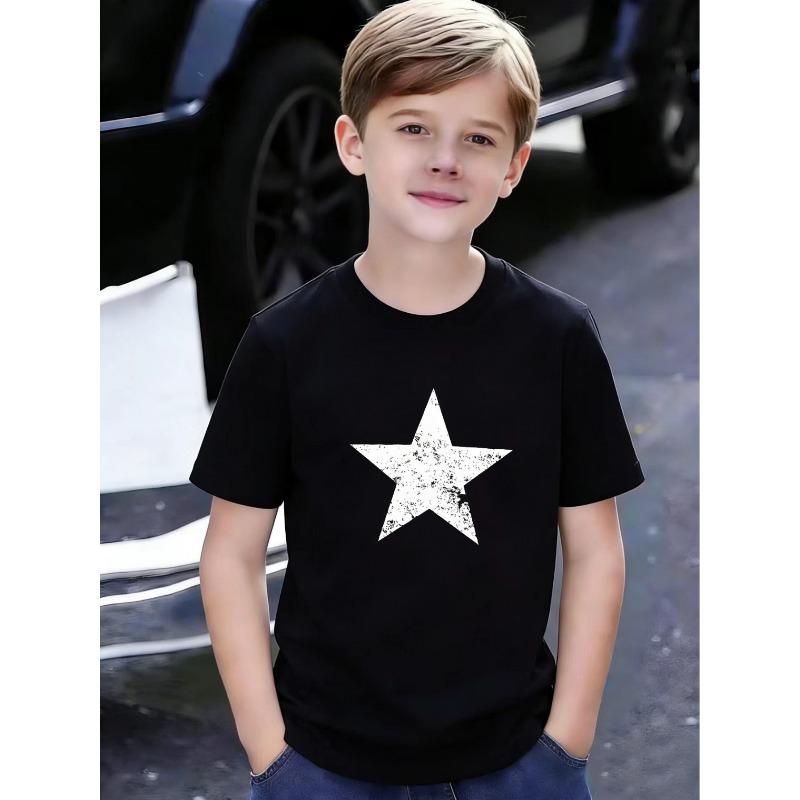 European sizes Short-sleeve Summer Casual Crewneck Top, Star-print T-shirt, Simple and Versatile