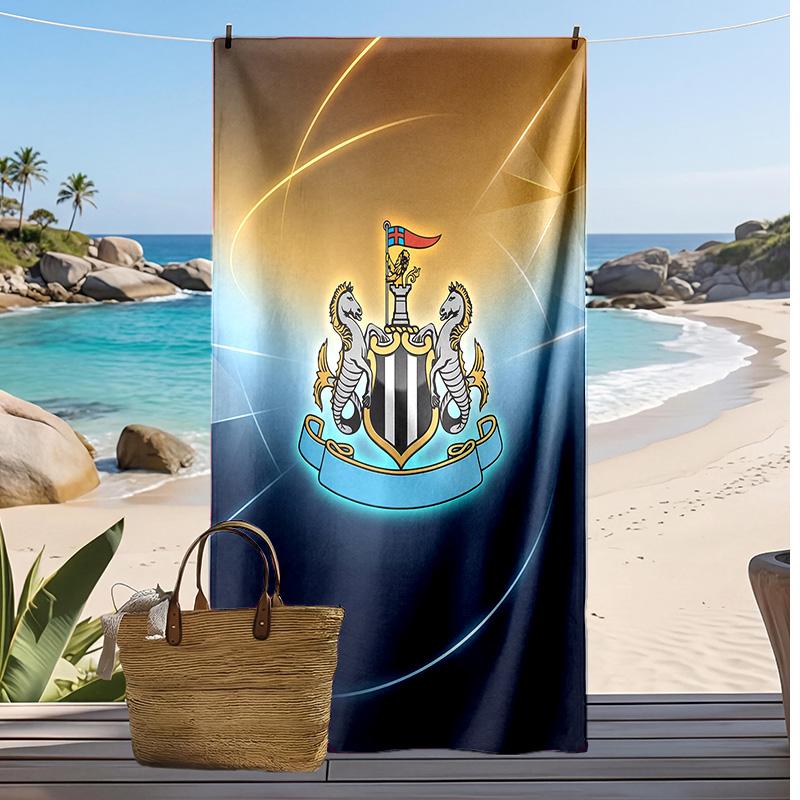 Asciugamano da Spiaggia con Stampa del Newcastle United Football, Asciugamano Grande Morbido ad Asciugatura Rapida per Spiaggia Campeggio Nuoto