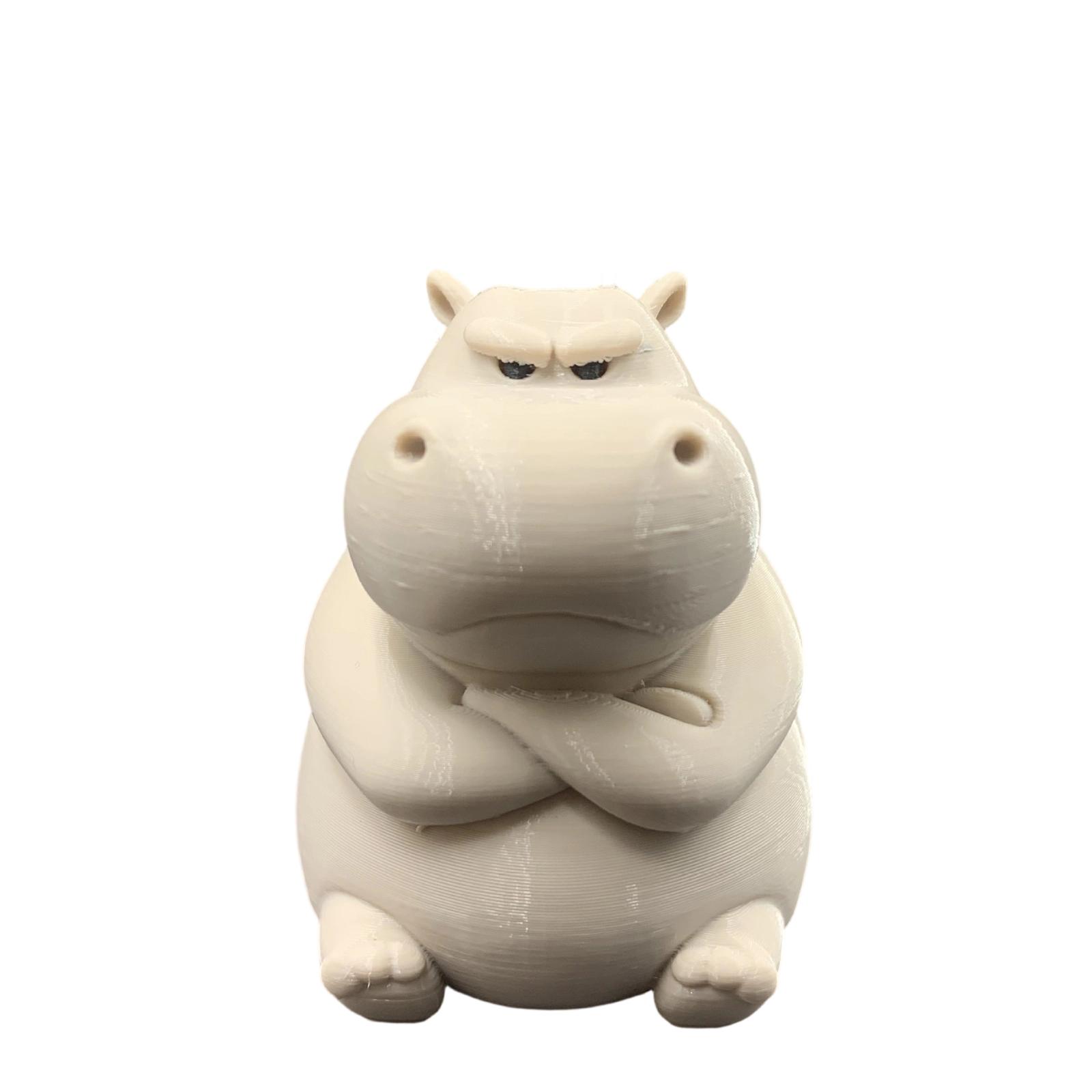

3D Printed Creative And Grumpy Hippo Cute And Home Decor Ornament One Size