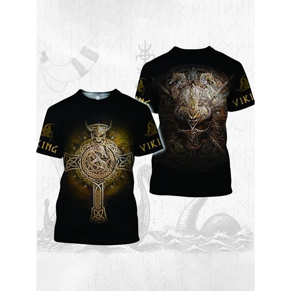Egyptian Religious Style 3D Anubis Printed Men's Short-sleeved Shirt Outdoor Sports Men's Fitness T-shirt Street Fashion T-shirt