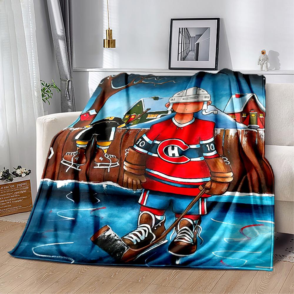 Hockey Blanket Soft & Cozy Great for Office Sofa Chair for All Seasons Playful Design Gift for Travel Home Birthdays