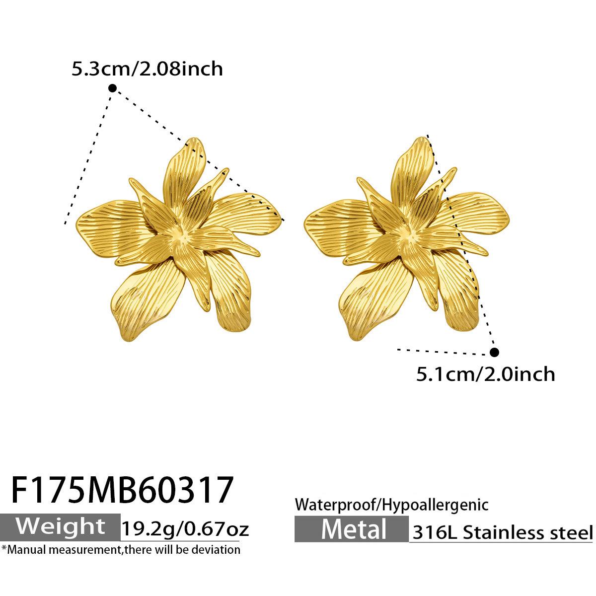 Stainless Steel 18K Gold Plated Large Flower Earrings Fashion Jewelry  Waterproof Hypoallergenic Luxury Designer Gift