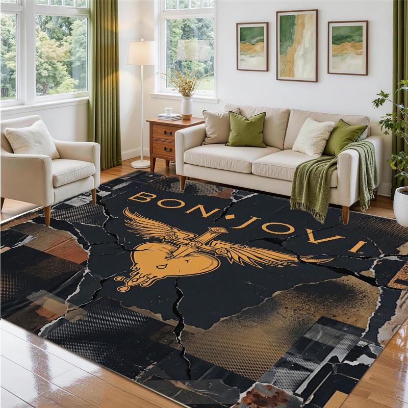Bon Jovi Design Crystal Velvet Rug Soft Decorative Mat for Bedroom Entrance
