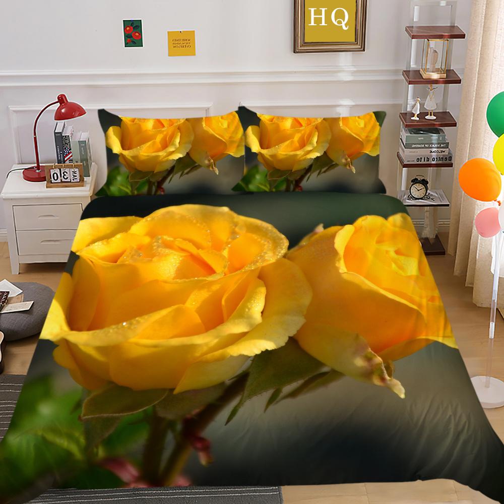 3D Flowers Printing Bedding Cover King Size Polyester Bedspreads Design High Quality Home Bedclothes