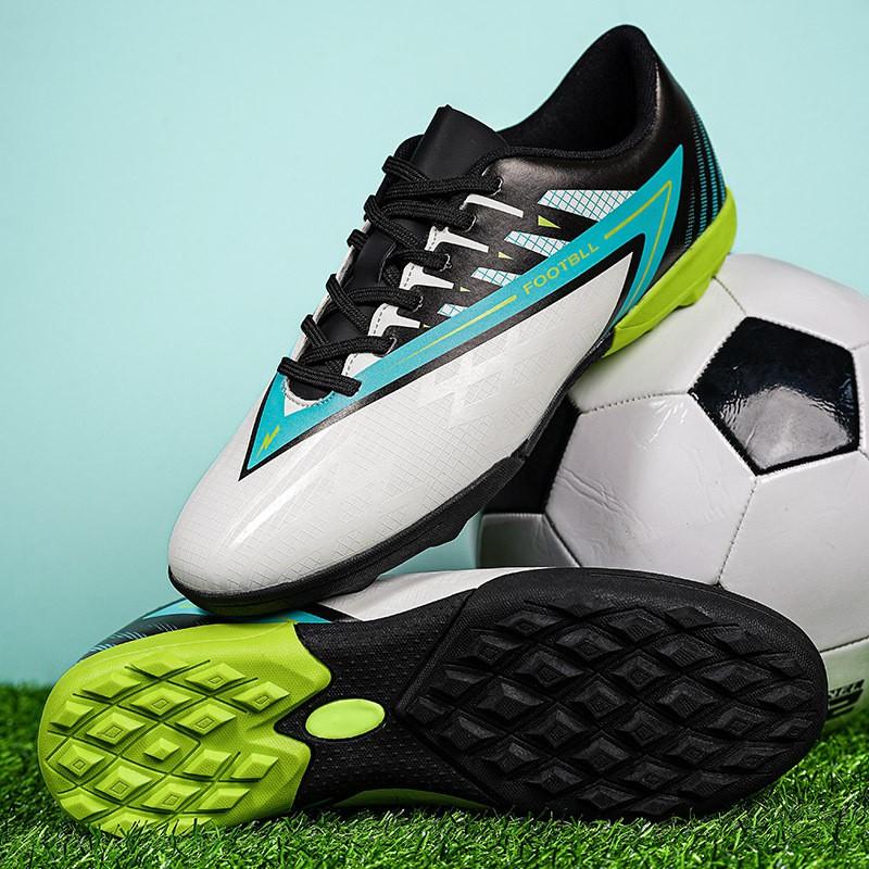 Youth Low-Cut Football Cleats Turf Grass Fields Flexible Sole Breathable Mesh Lining Rubber Outsole