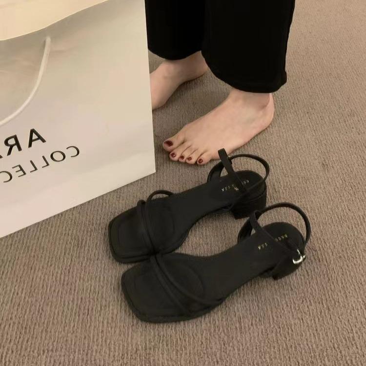 2025 Spring and Autumn New Roman Sandals Women's Open-toed High Heels Mezzanine Sandals French Niche Design Fairy