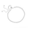 Simple Trend Silver Color Stainless Steel Geometric Small Round Beads Beaded Adjustable Pull-out Bracelet for Women Jewelry Gift