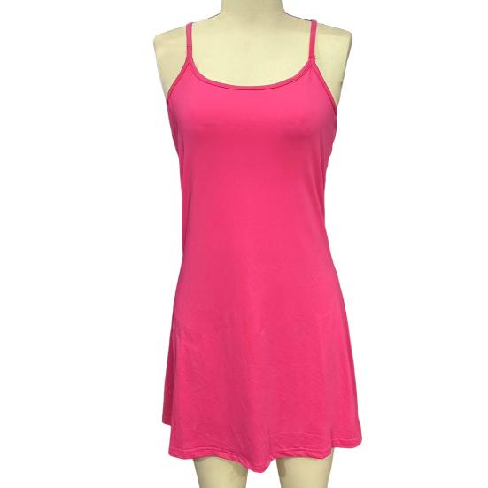 Women's Sleeveless Tennis Dress with Shorts And Pockets Spaghetti Strap Racerback Mini Dress Workout Athletic Dresses for Golf Running