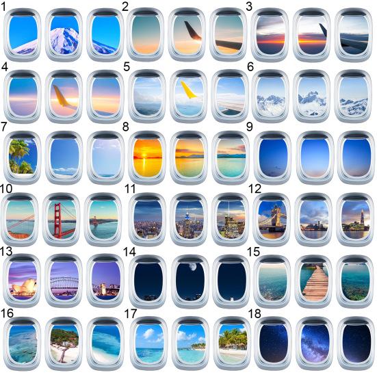 3Pcs/Set Airplane Window Decal Three-dimensional Self Adhesive Window View Landscape Wall Decor Airplane Wall Stickers for Home