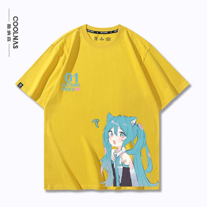 Hatsune Miku Miku Animation Anime Cartoon Around Pure Cotton Printed TShirt New Unisexs and Unisexs Loose Casual TShirt